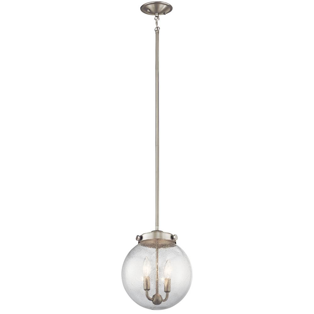 Kichler 42588NI Holbrook 12" 2 Light Mini Pendant with Clear Seeded Glass in Brushed Nickel
